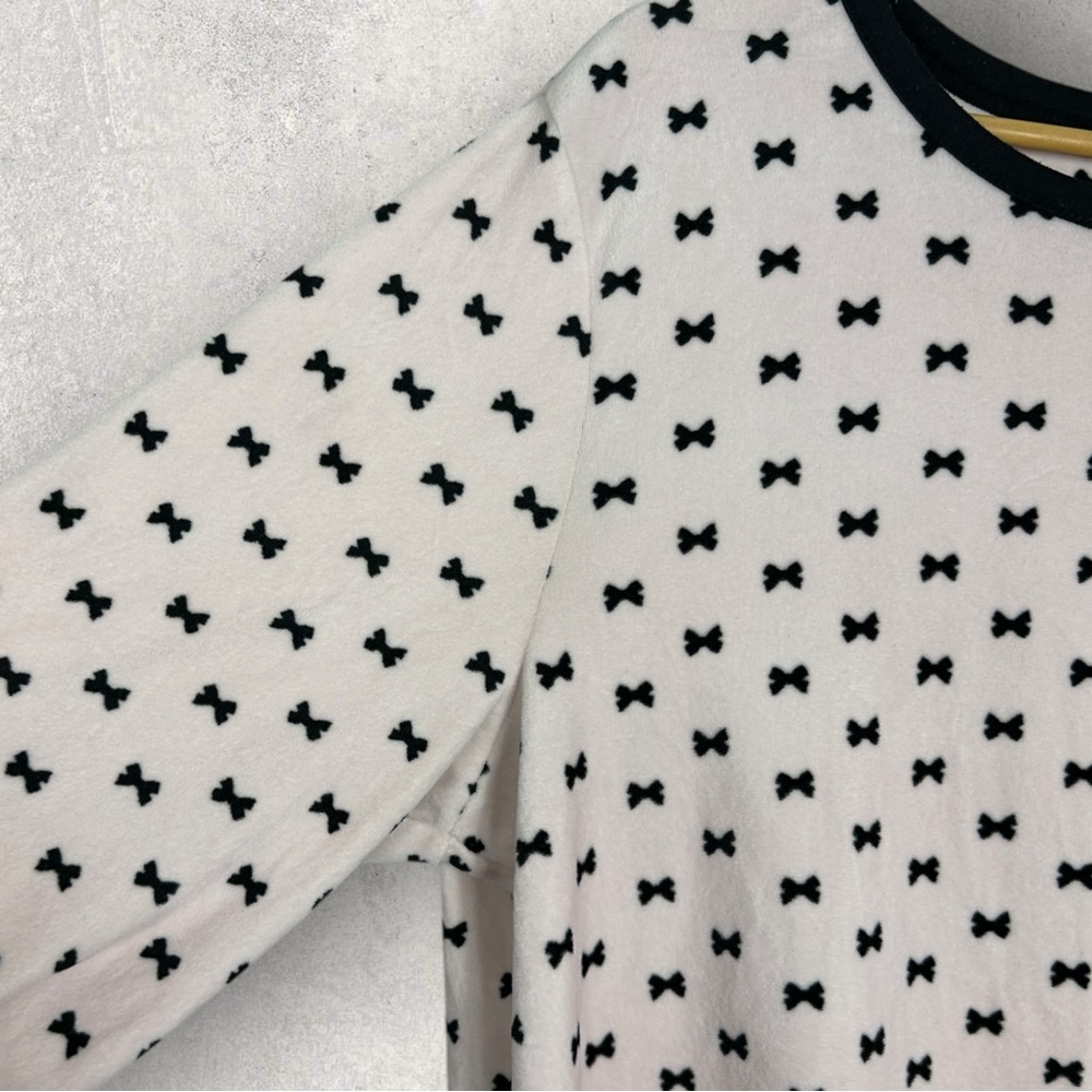 Kate Spade Pink Bow Print Fleece Sweatshirt Top Womens Size XL Loungewear Cozy - Picture 8 of 14